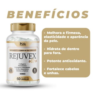 Rejuvex Ultra - 60 Capsulas por Pote - Colágeno + Ácido Hialurônico | Pele Firme e Saudável