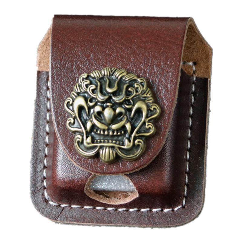 Capa para isqueiro ZIPPO Couro genuíno Capa de couro para isqueiro de querosene Padrão Regular ZIPPO Zorro Acessórios un
