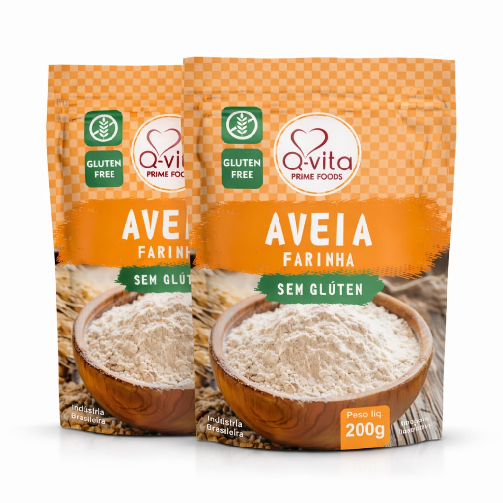 Kit 2 Farinha de Aveia Sem Glúten Q-VITA 200g