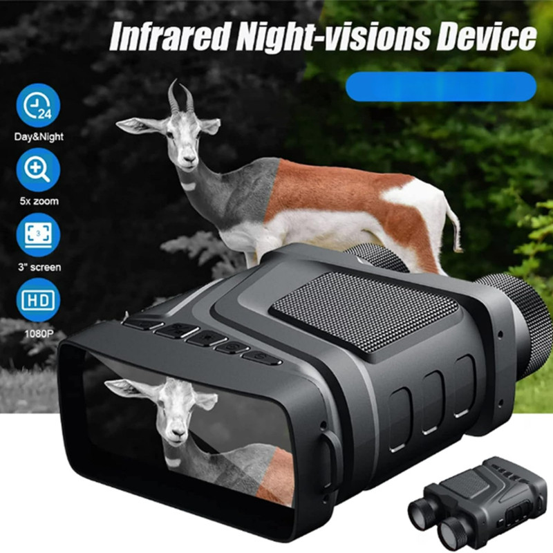 1080p Zoom digital 5x Óculos Binoculares Visão Noturna Infravermelho para Caça ao Ar Livre