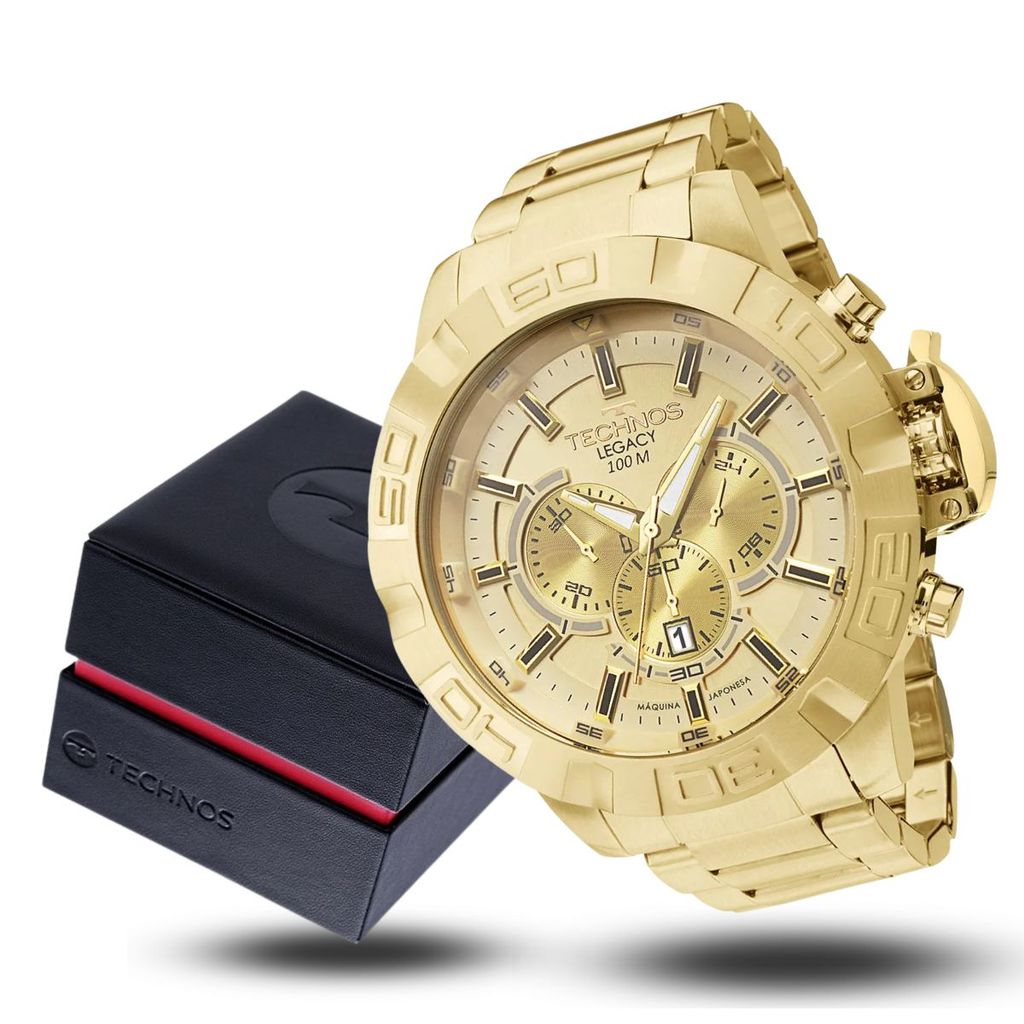 Relógio Masculino Technos Legacy Aço Dourado Luxo Original