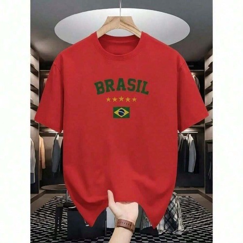 Camiseta Estampa do Brasil Camisa Fãs de Futebol 100% Algodão Copa do Mundo 2026 Streetwear Mostre Sua Paixão Pela Copa