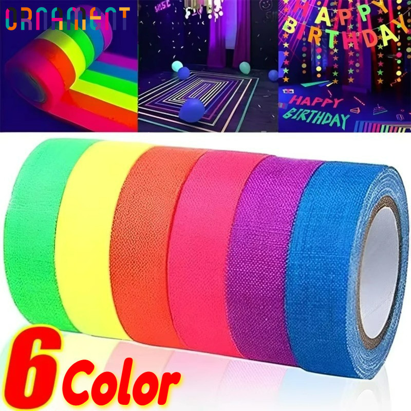 Fita Neon Gaffer De 6 Cores-Pano Fluorescente Reativo De Luz Negra UV-Que Brilha No Escuro-Adesivo Autoadesivo-Para Deco