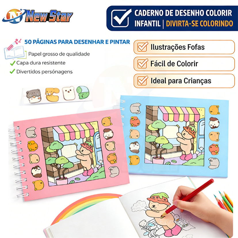 New Star Livro De Colorir Capa Dura Caderno de Desenho 50 Páginas em Oferta na Shopee