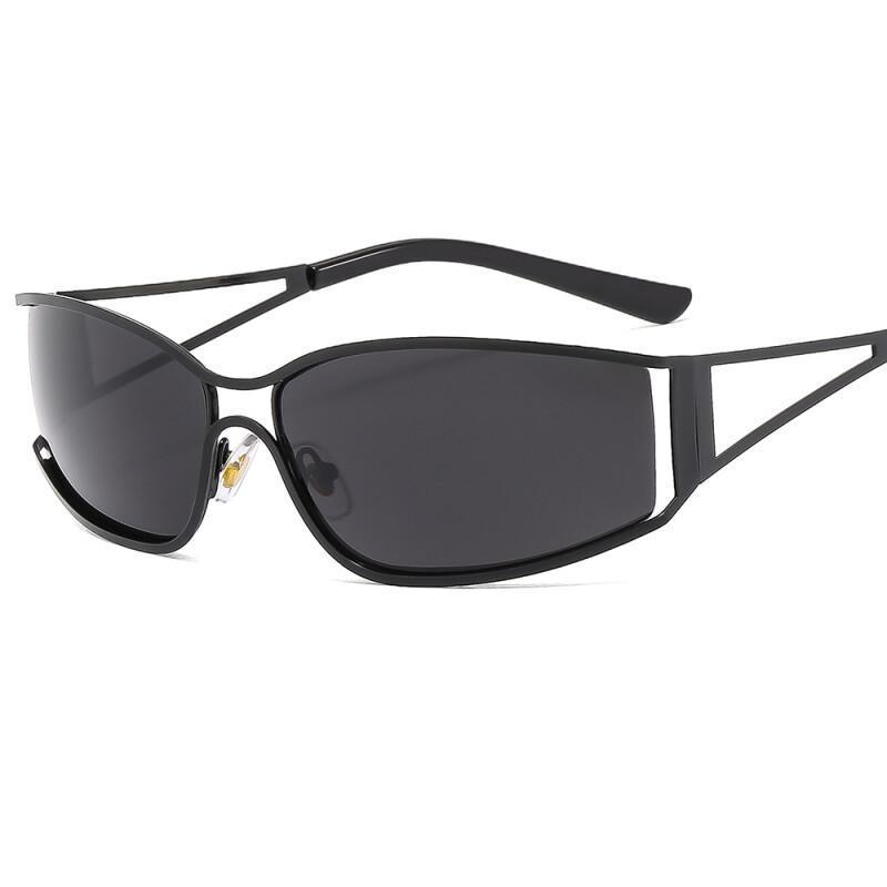 Óculos de Sol Y2k para Mulheres e Homens, Lentes Grandes, Óculos de Sol com Gradiente, Óculos Steampunk, Óculos Espelhad