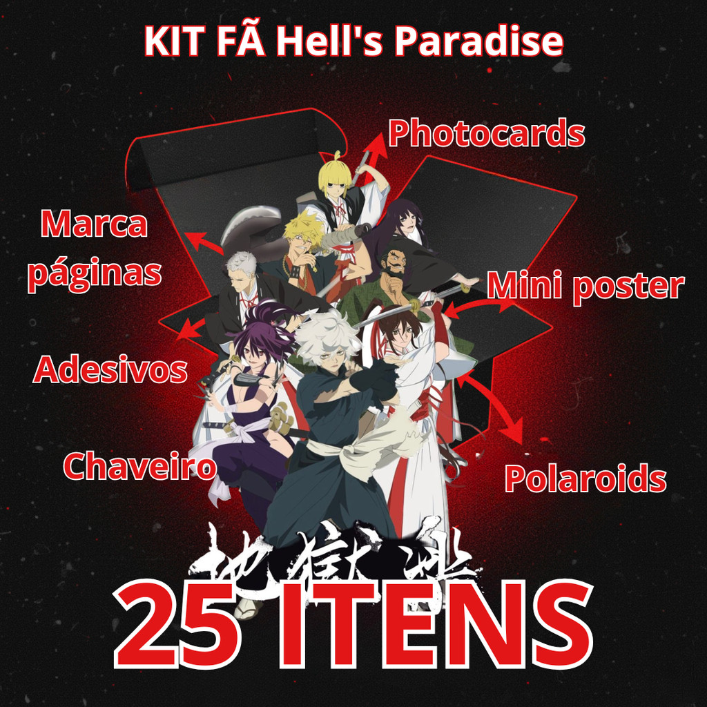 Kit Hells Paradise Fã Photocards Polaroids Adesivos Poster Chaveiro Presente Anime