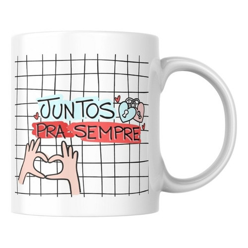 Caneca Personalizada Romântica Para Casal Juntos Para Sempre Branco Juntos Para Sempre