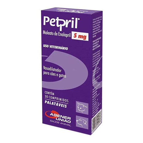 Petpril 5mg Enalapril Cães e Gatos 30 Comprimidos - Receba em até 4horas