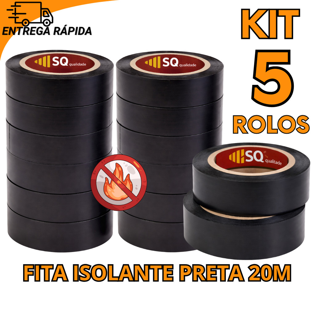 Kit 05/10/20 Fita Isolante Eletrica Alta Qualidade Proteçao para Fios e Cabos