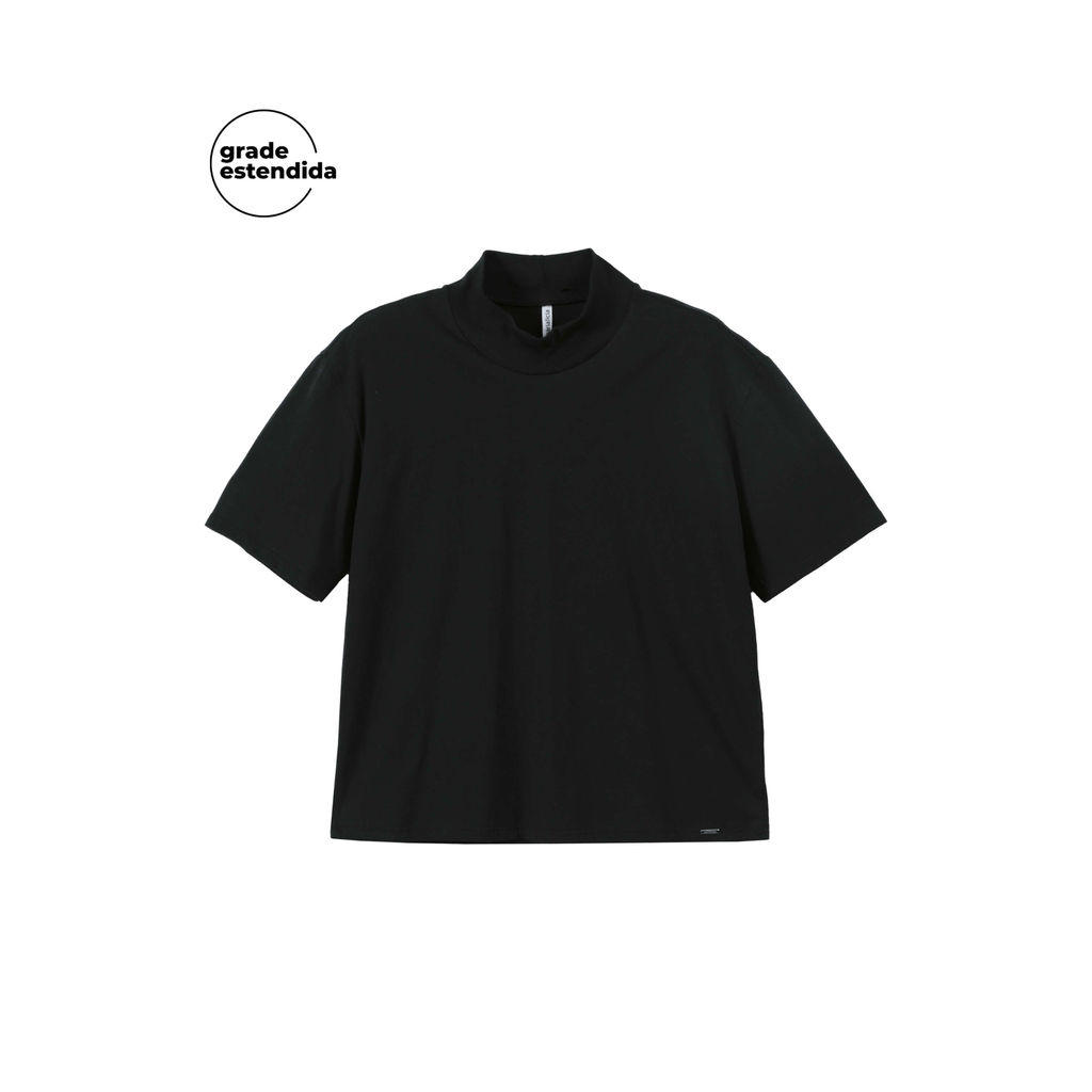 Blusa Feminina Básica Gola Alta Marialícia Preto em Oferta na Shopee