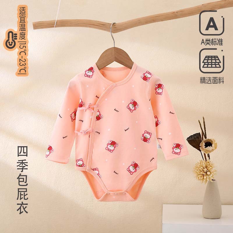 Roupas de bebê simples de manga comprida roupas de bebê classe a puro algodão desossado triângulo macacão roupas de casa