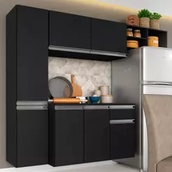 Armário De Cozinha 4 Peças Diana Preto - Móveis Arapongas