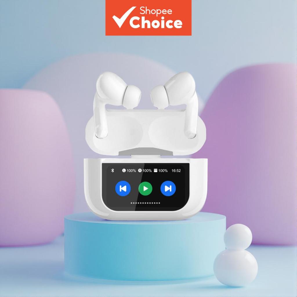  Fones de Ouvido Sem Fio com Visor Inteligente, Fones Intra-Auriculares Mini ANC Cancelando Ruído, Fones Bluetooth com