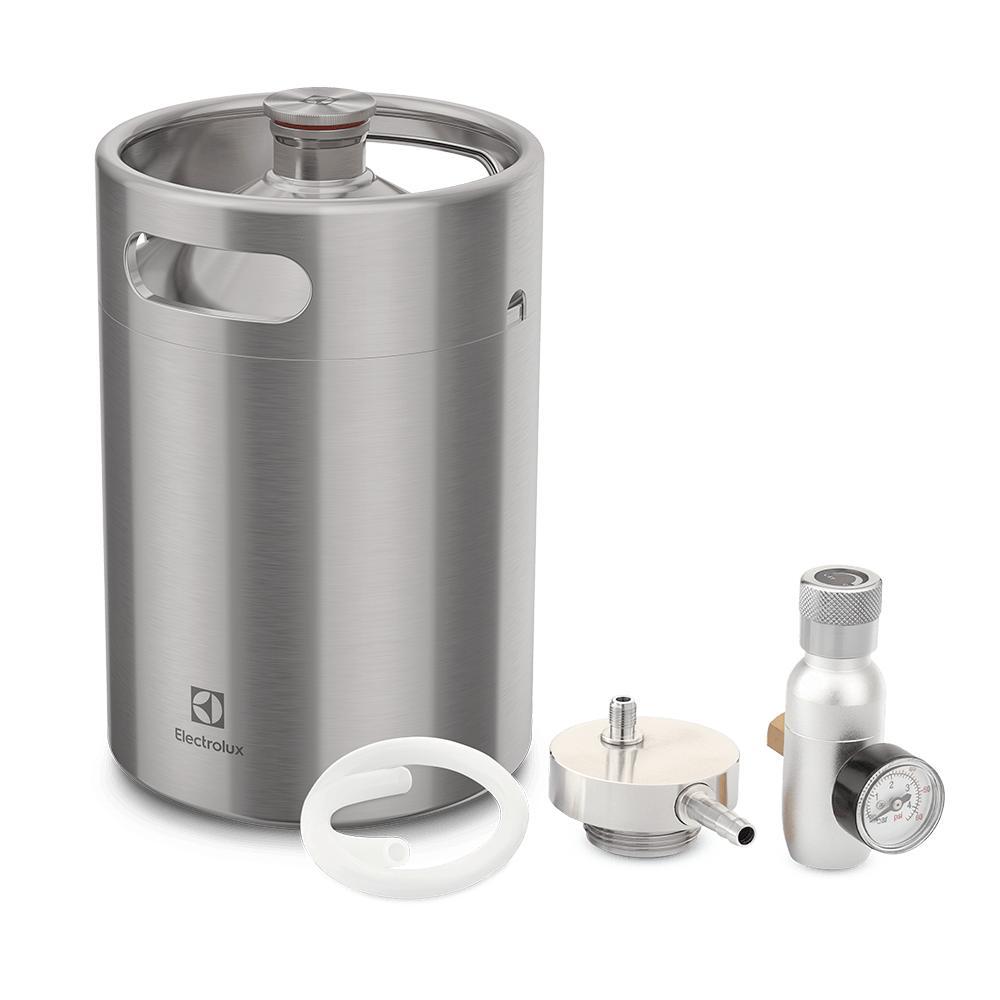Barril de Chopp Electrolux Mini Keg 5L Inox com conectores para Torre de Chopp
