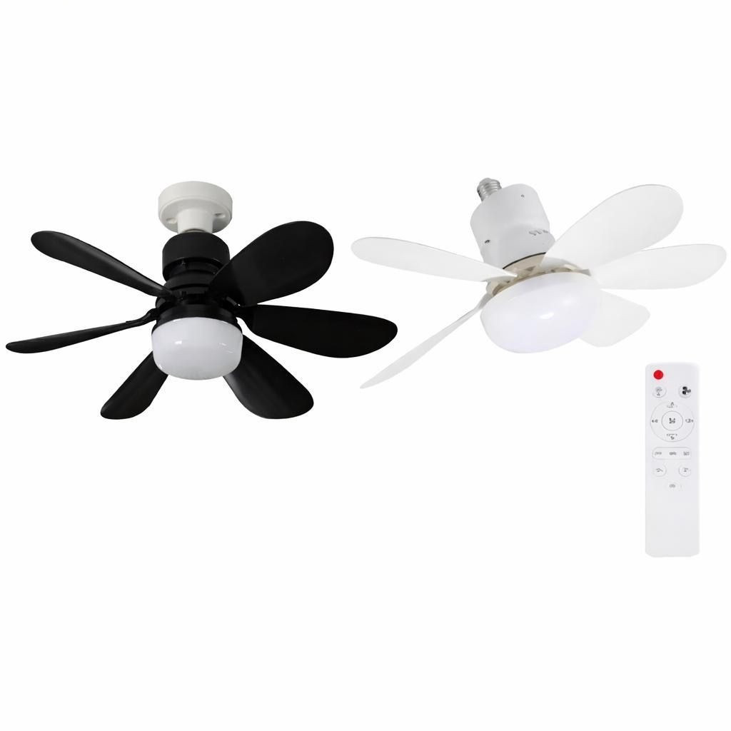 Ventilador de teto turbo silencioso, 6 pás, 40/80W, LED 3 cores, soquete E27, controle remoto com timer e bivolt. em Oferta na Shopee