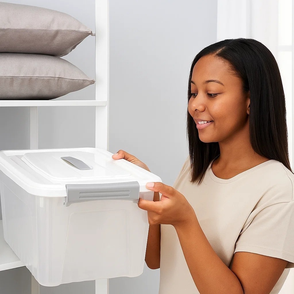 Organizador plastico 20L cesto tampa porta trecos roupas brinquedos cozinha banheiro quarto de achadinhos