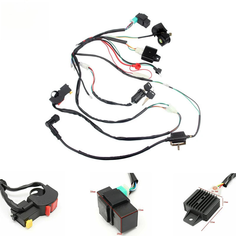 1 conjunto completo de chicote elétrico, CDI, estator para motocicleta, ATV, QUAD 50-110cc, scooter, motos de trilha, si
