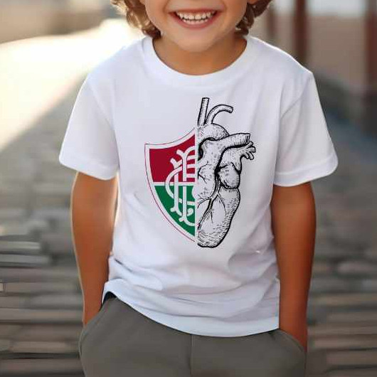 Camiseta Do Fluminense Infantil Camisa Premium do Fluzão de Criança Blusinha de Time Branca Juvenil Tricolor Carioca