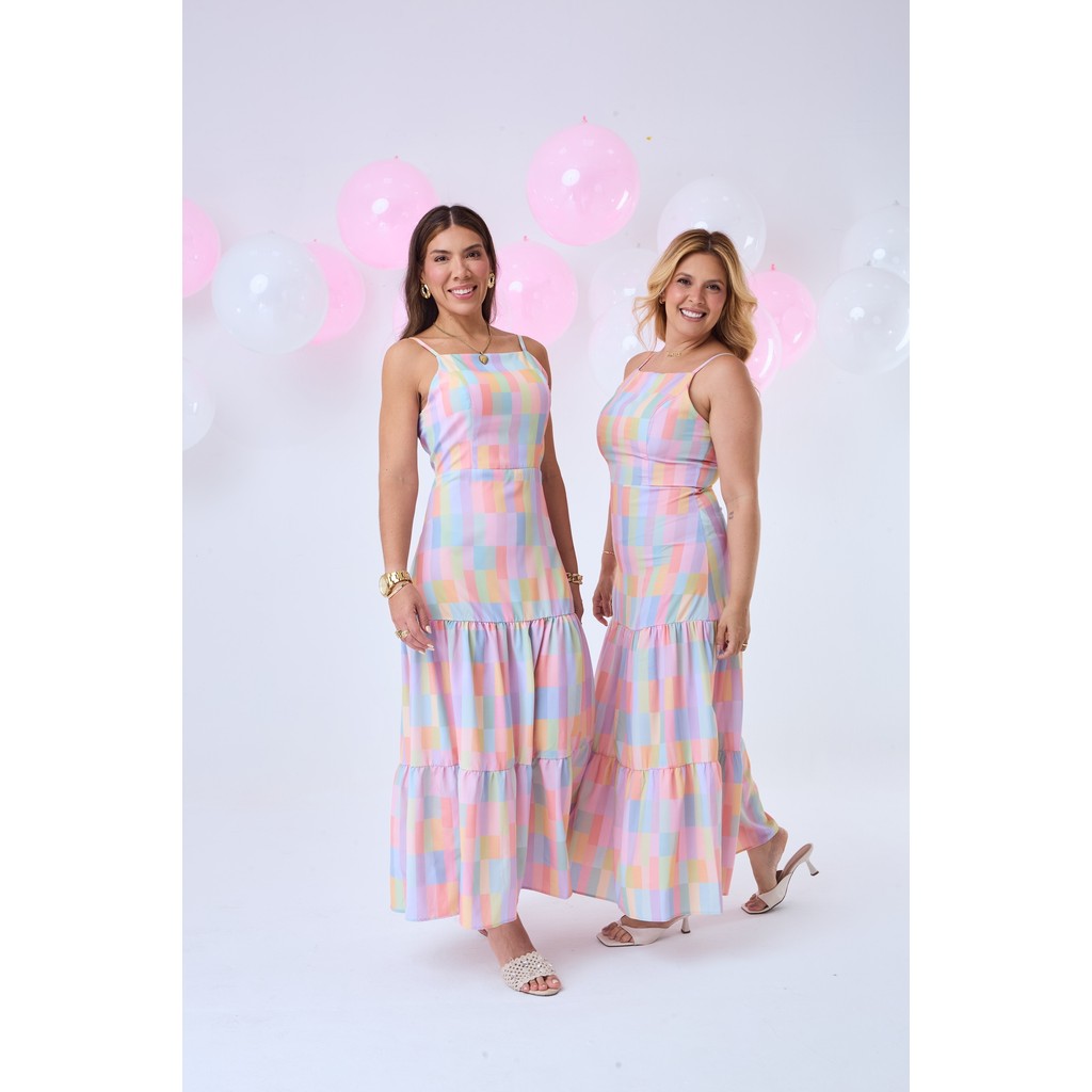 Vestido Feminino Longo Estampa Listras