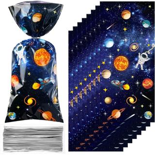 Pajean 100 Peças de Sacos de Celofane com Tema do Espaço Sideral, Sacos de Presente para Doces e Guloseimas, Lembranças 