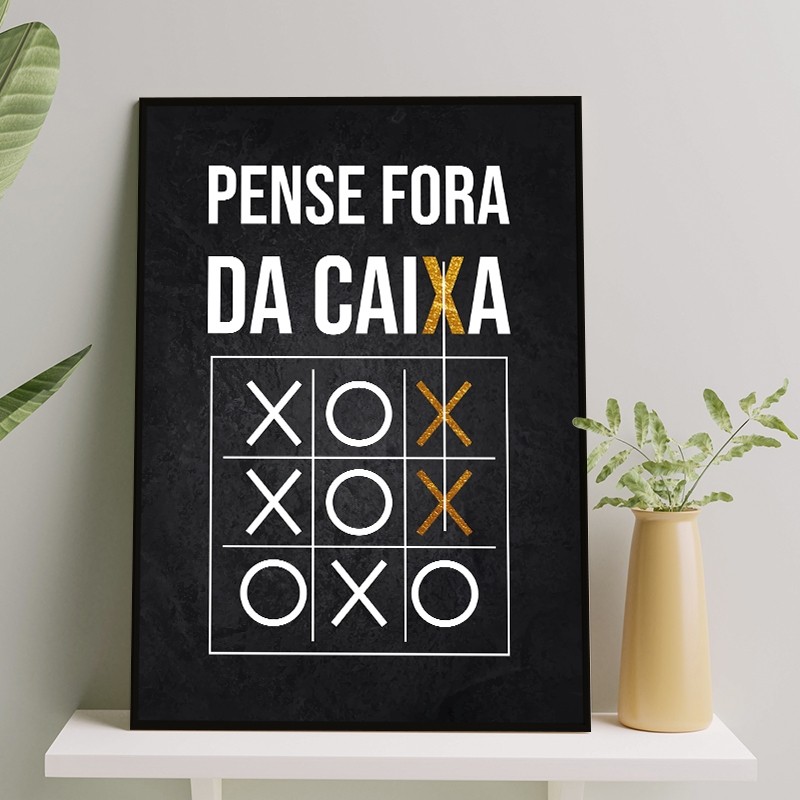 Quadro decorativo parede  Pense fora da caixa