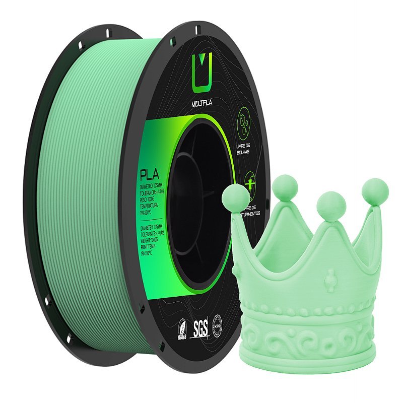 Filamento MultFila Impressora 3D PLA Matte Verde Menta 1kg