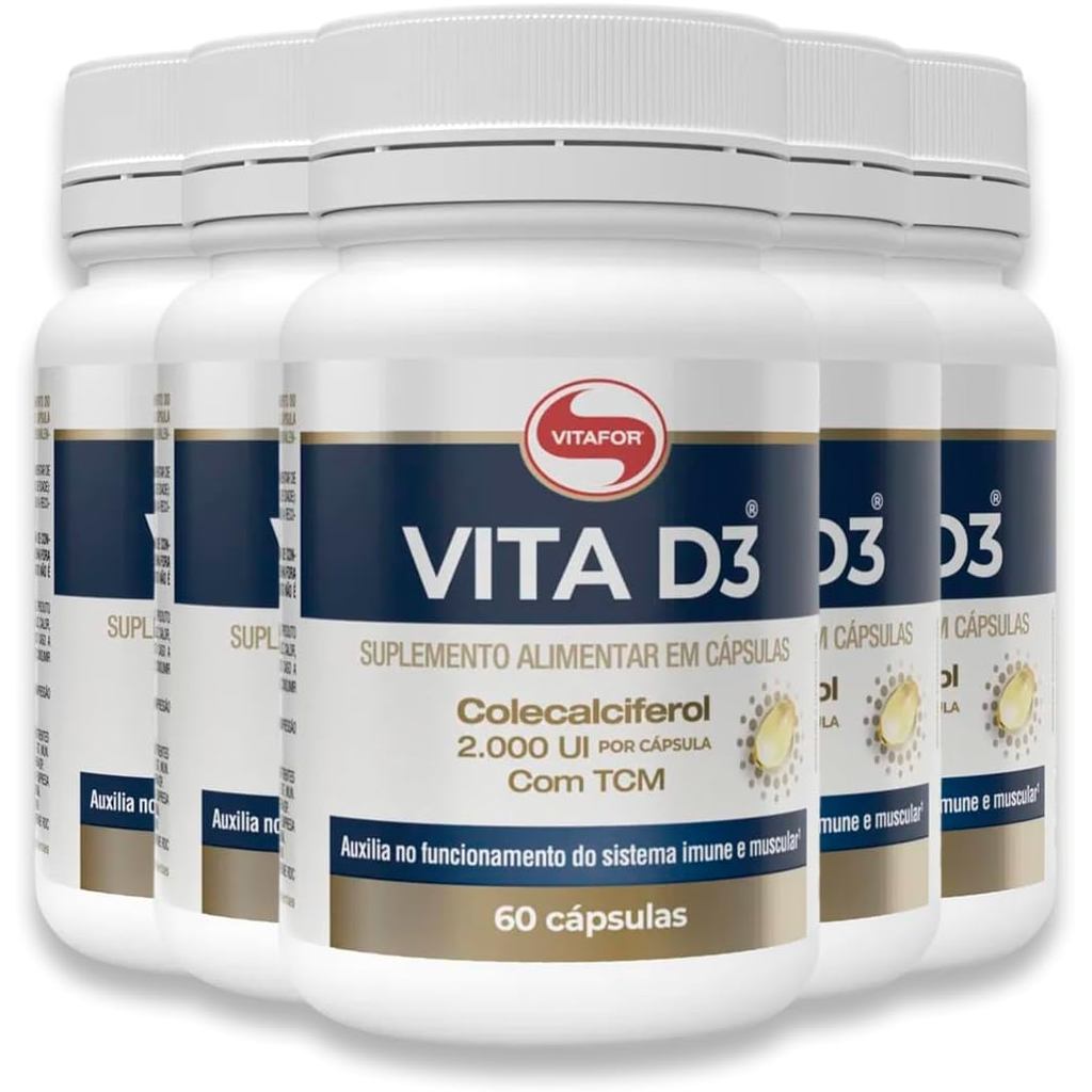 Kit 5 Vita D3 Vitamina D 60 Cápsulas Vitafor