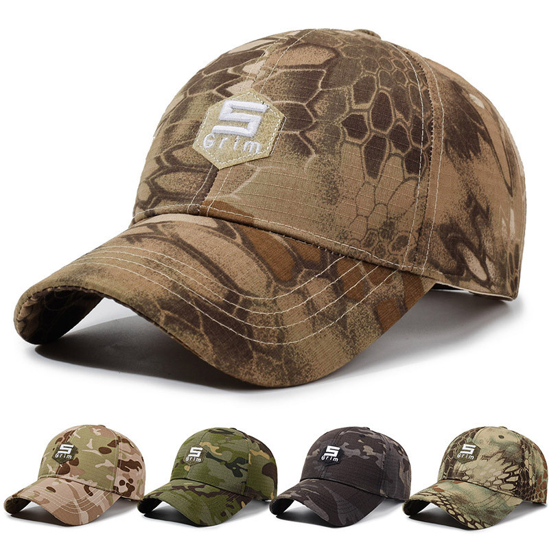 Primavera outono novo estilo protetor solar chapéu de sol militar fã boné masculino Python padrão camuflagem boné de bei