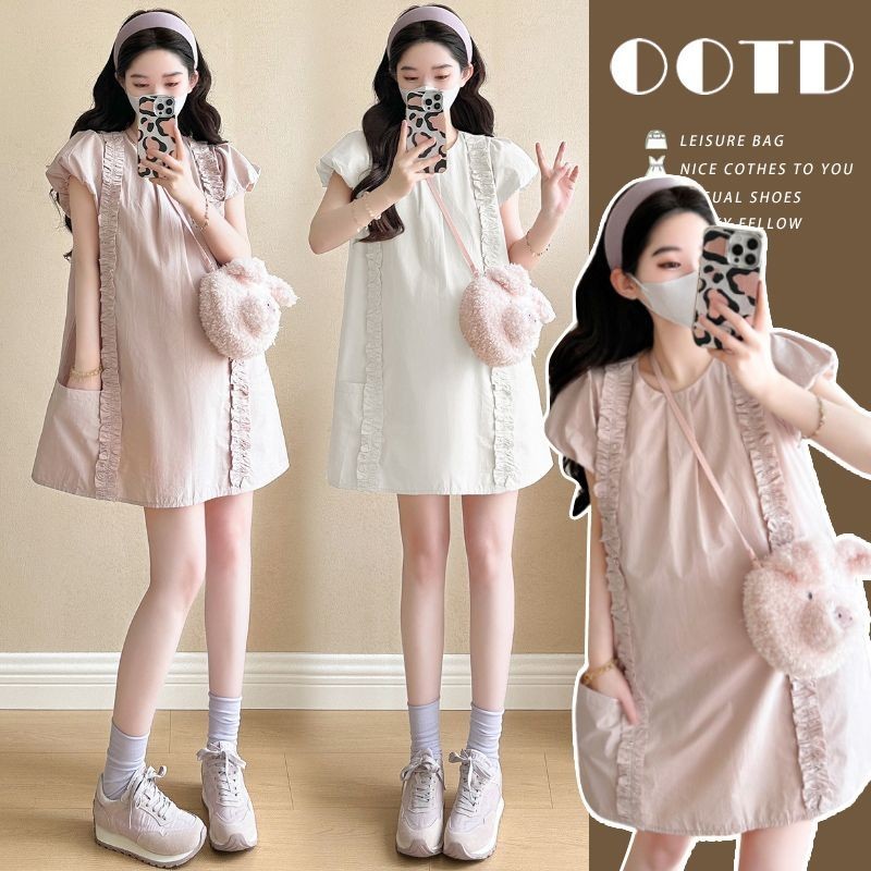 High-end temperamento 2026 versão coreana high-end vestido de maternidade vestido de redução de idade francês pequeno Pu