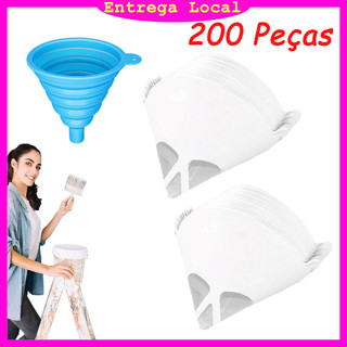 200 Peças filtros de tinta, filtro de tinta, cone de papel, Com funil - malha fina azul ultra fluxo de 190 mícrons