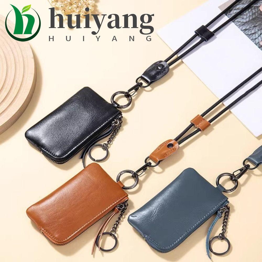 HUIYANG Carteiras Penduradas No Pescoço , Mini Bolsa De Moedas Retrô PU , Porta-Cartões Portátil Macio E Requintado Vint