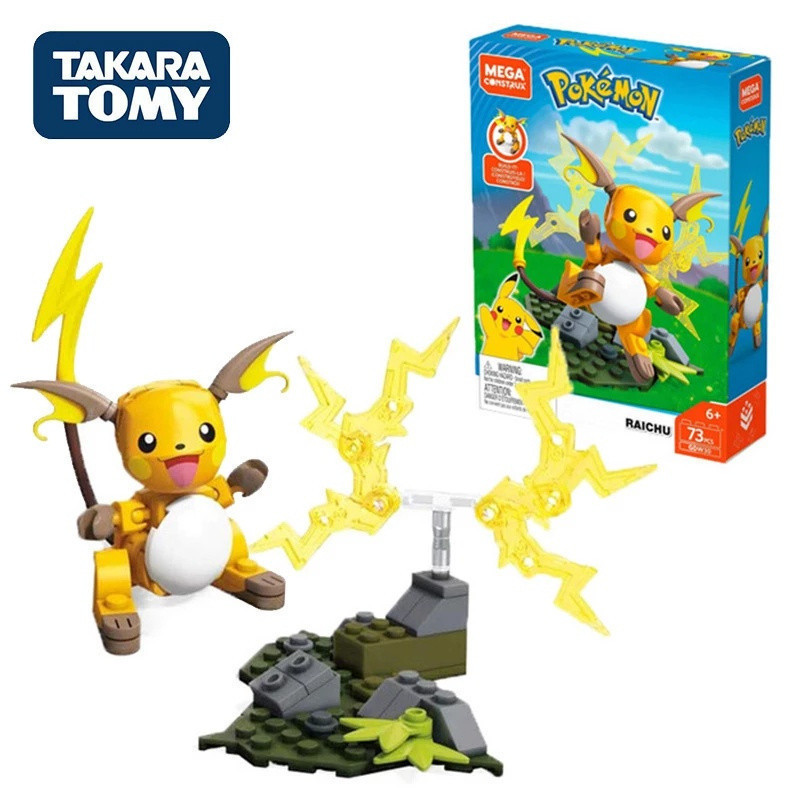 Mega Construx Genuíno pikachu Pokemon Raichu Blocos De Construção Define Bricks Brinquedos Clássicos Para Crianças