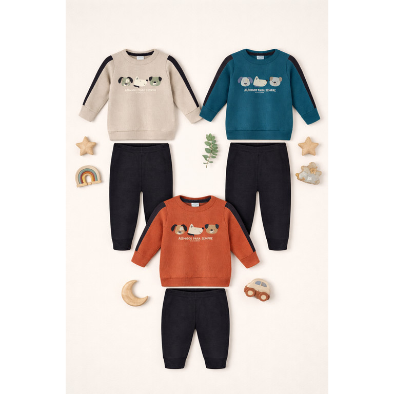 Conjunto Moletom Masculino Alakazoo Aumigos Confortável Menino