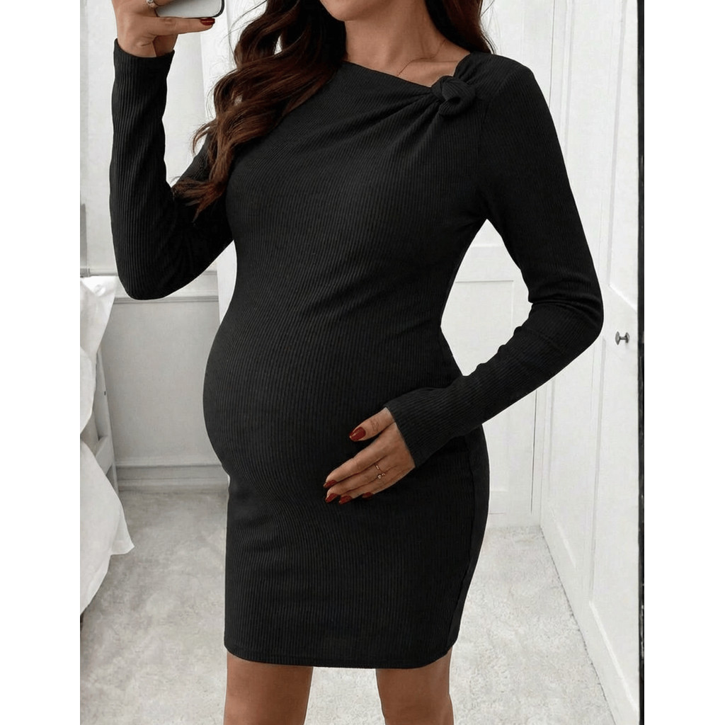 Vestido Gestante Curto Maternidade Elegante Canelado Social Festa Tubinho Gravidez Gia 