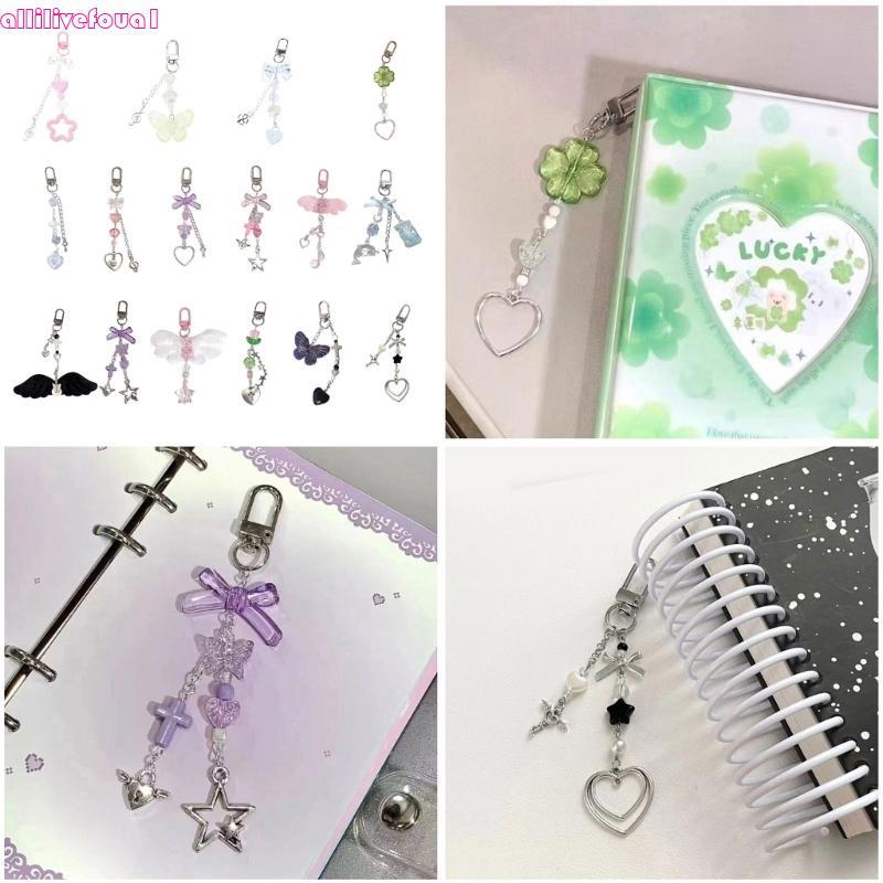 allilivefoua1 Bonito Coração Estrela Frisada Chaveiro Pingente Lindas Decorações Charme