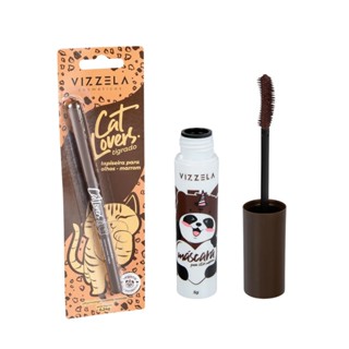 Kit Máscara Cilios Big No Panda Brown Marrom + Lapiseira De Olhos Cat Lovers Vegano Original Vizzela em Oferta na Shopee