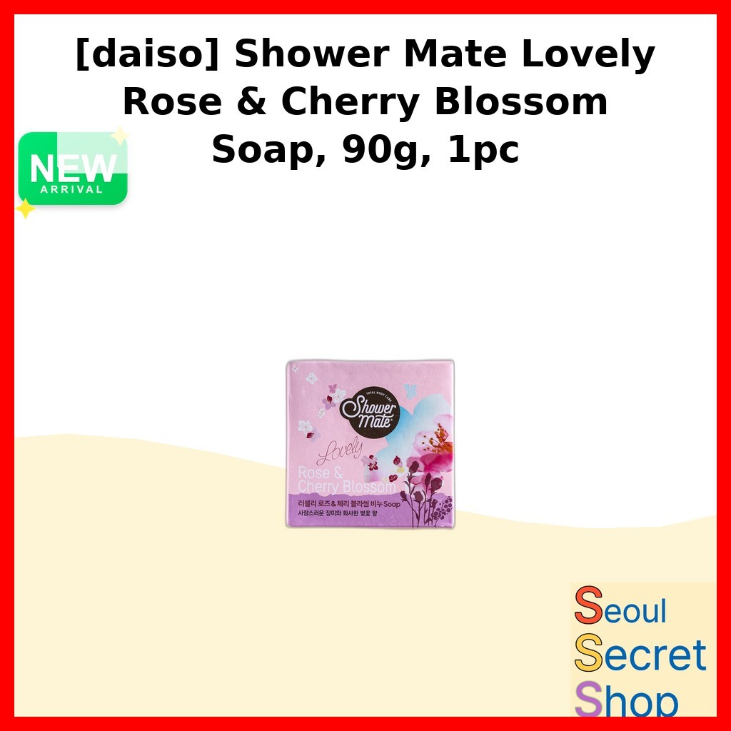 [daiso] Sabonete Shower Mate Lovely Rose & Cherry Blossom , 90g , 1 Unidade/Coreano/Aroma Floral Da Seul Secret