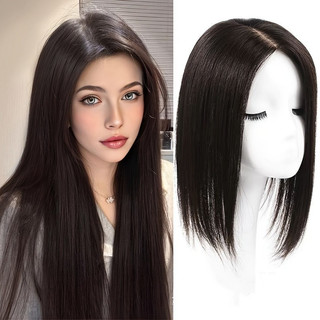 35cm Topper Peruca Parte Média Reta Sintética Clip-in Extensão Do Cabelo Acessório De Moda | De Liso