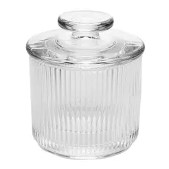Manteigueira Francesa Lines Wolff 11,5cm Cristal com Tampa para Manteiga Servir Mesa Posta Café da Manhã Cozinha Elegant