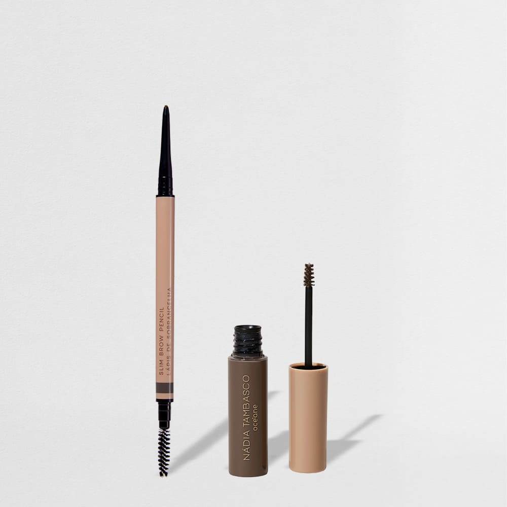 Kit Máscara de Sobrancelha Castanho Escuro + Lápis de Sobrancelhas Retrátil Escuro Nádia Tambasco By Océane (2 Produtos)