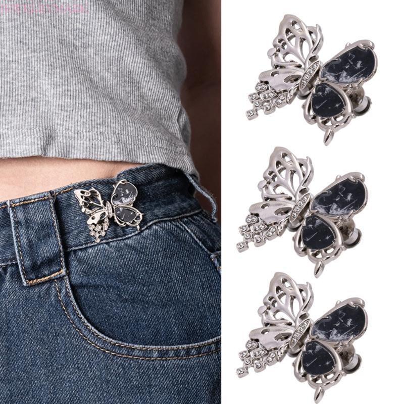 Judeu 3 Peças Ajustadores Cintura Borboleta Clipe Para Calças Jeans Apertadores Ajuste Nose