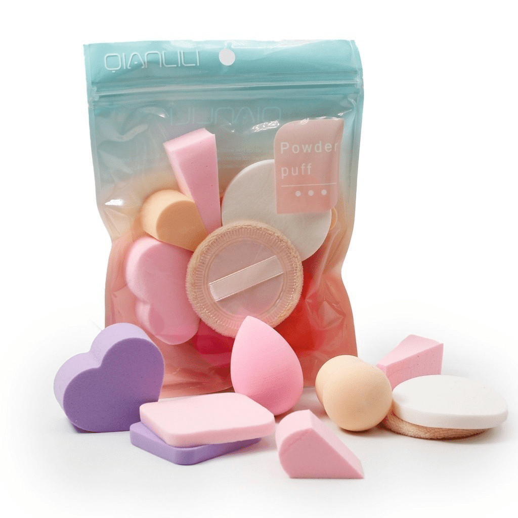 Kit 9 Esponjas de Maquiagem Beauty Blender Laváveis e Reutilizáveis Para Base Líquida/Pó e Corretivo