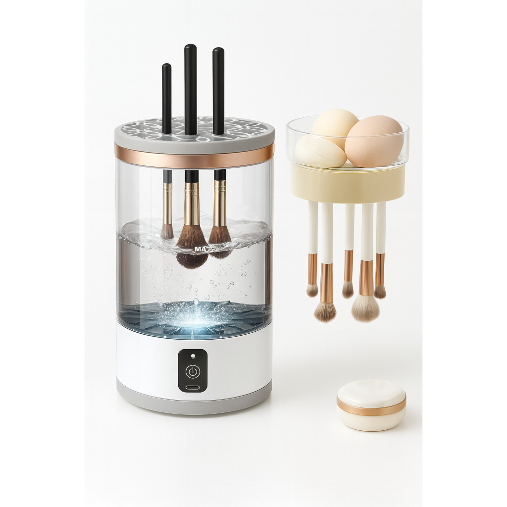 Limpador Pincel Esponja Maquiagem Elétrico USB Automático Lava Seca Armazena