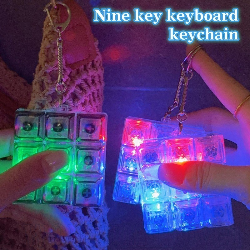 Chaveiros De Teclado Brilhantes De LED De 9 Teclas-Moda , Criativa , Engraçada-Brinquedos Sensoriais Fidget-Chaveiro Cli