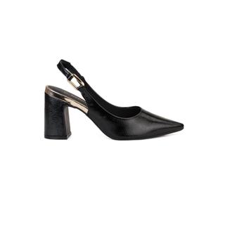 Scarpin Clássico Slingback Tira Com Enfeite Salto Bloco Bebecê em Oferta na Shopee
