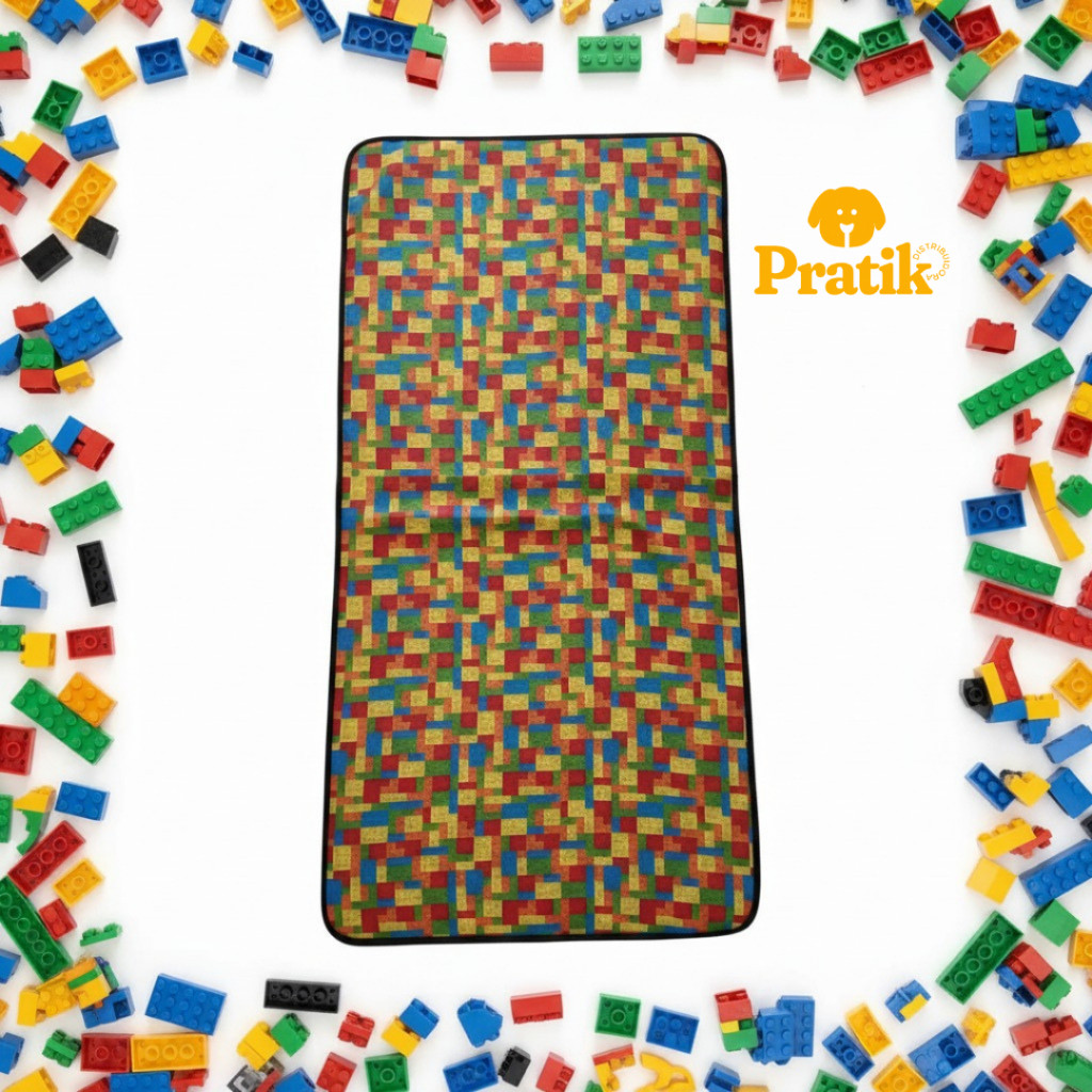 Tapete Térmico Esteira de Praia Lego Bricks Infantil Impermeável - 150cm x 70cm