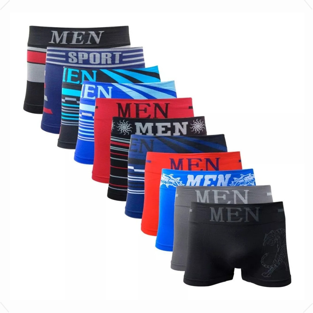 Kit 10 Cueca Masculinas Boxer Microfibra Adulto Sem Costura Kit 3 ou 10