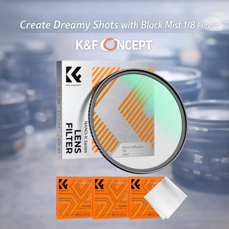 K & F CONCEPT Black Mist Filter Series-1/4 E 1/8 Variantes Em Vários Tamanhos Com Revestimento Nano Acessórios De Limpeza