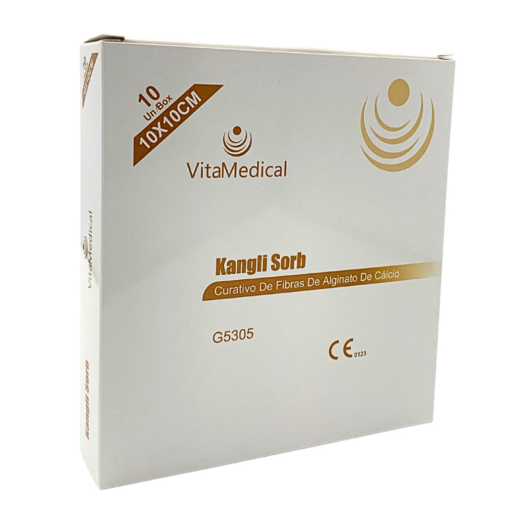 Curativo De Alginato De Cálcio E Sódio 10X10Cm Vitamedical Caixa C/10un