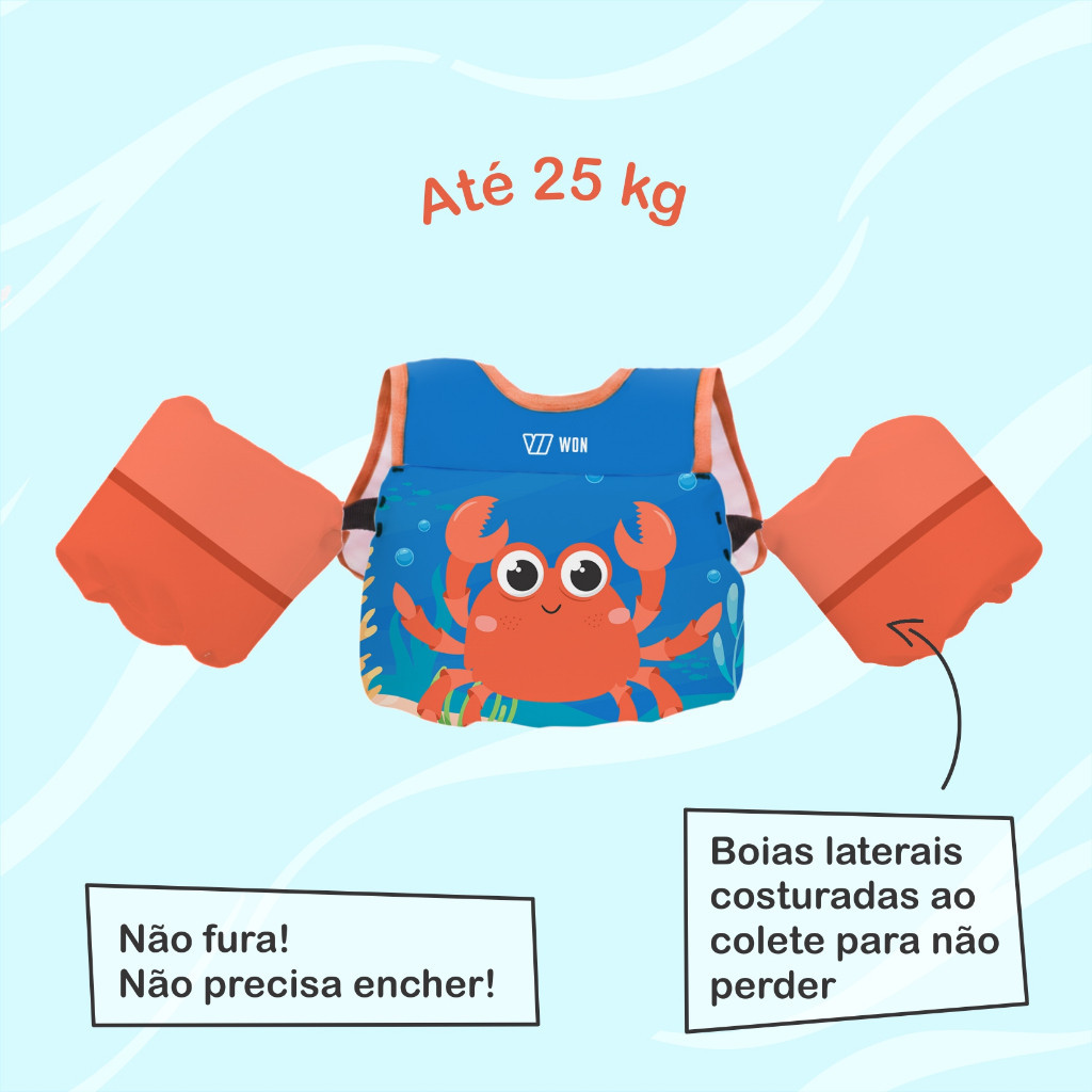 Colete Infantil Flutuador Segurança Na Água Piscina E Praia Crianças 12 A 25kg